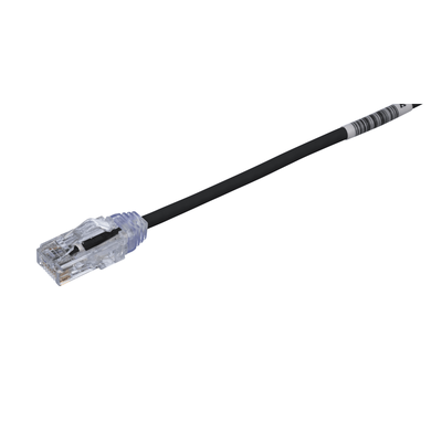 Cable de Parcheo UTP Cat6A, CM/LSZH, Diámetro Reducido (28AWG), Color Negro, 0.5 Metros (1.64 Pies)