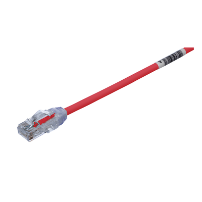 Cable de Parcheo UTP Cat6A, CM/LSZH, Diámetro Reducido (28AWG), Color Rojo, 1 Metro (3.28 Pies).