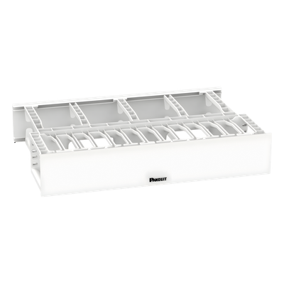 Organizador de Cables Horizontal NetManager de Alta Densidad, Doble (Frontal y Posterior), Para Rack de 19in, 2UR, Color Blanco