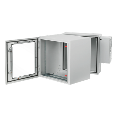 Gabinete Rack ProTek con Bisagra Doble Tipo 4 12U, Ventana de Vidrio, Aire Acondicionado, Montaje Pared, 600x612x710 mm Acero Gris Claro