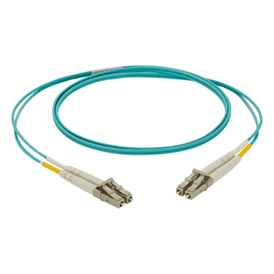 Jumper de Fibra Optica Multimodo 50/125 OM4, LC-LC Duplex, LSZH, Color Aqua, 2 Metros