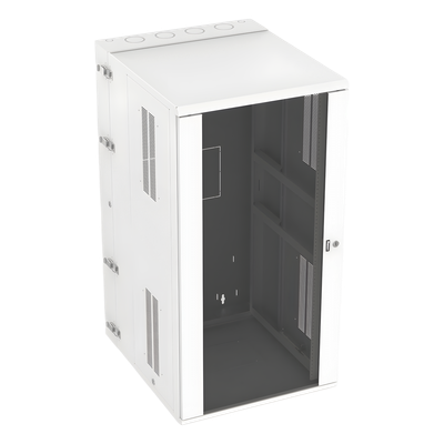 Gabinete PanZone de Montaje en Pared, de 19in, Puerta con Ventana de Seguridad, 26 UR, 762mm de Profundidad, Color Blanco