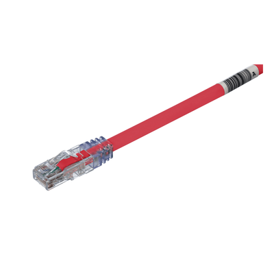 Cable de Parcheo UTP, Cat6A, 24 AWG, CM, Color Rojo, 7.62 Metros (25 Pies)