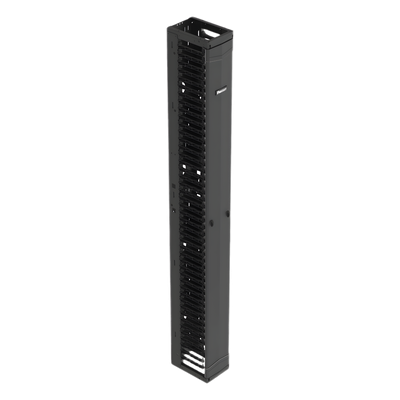 Organizador Vertical PatchRunner™, Sencillo (Solo Frontal), Para Rack Abierto de 45 Unidades, 8 in de Ancho, Color Negro
