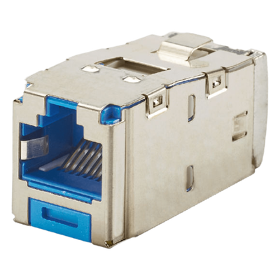 Conector Jack RJ45 Blindado, Estilo TG, Mini-Com, Categoría 6, de 8 Posiciones y 8 Cables, Color Azul