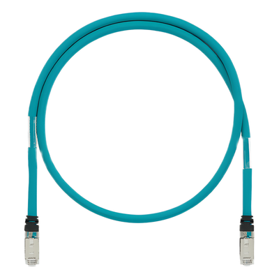 Patch Cord Cat6A de Grado Industrial 600V, Blindado SF/UTP, Calibre 26 AWG, Color Aqua, 10 Metros 
