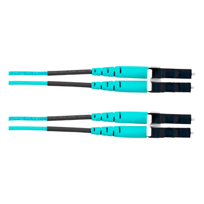 Jumper de Fibra Óptica Multimodo 50/125 OM4, LC-LC Duplex, OFNR (Riser), Color Aqua, 40 Metros (131.23 Pies)