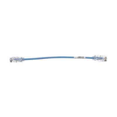 Cable de Parcheo UTP Cat6A, CM/LSZH, Diámetro Reducido (28AWG), Color Azul, 20 cm (7.87 pulgadas).