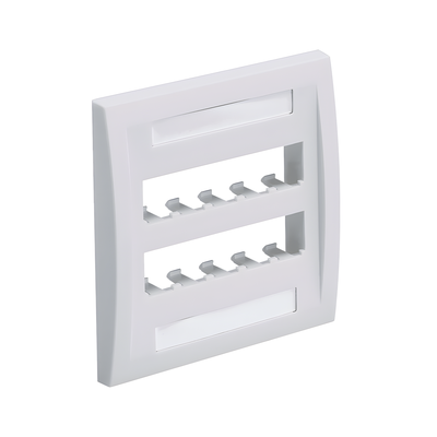 Placa de Pared Vertical Ejecutiva, Salida Para 10 Puertos Mini-Com, Con Espacios Para Etiquetas, Color Blanco Mate