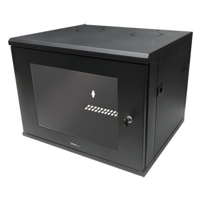 Gabinete de Montaje en Pared, Con Puerta de Cristal, de 19in, 6UR, Color Negro