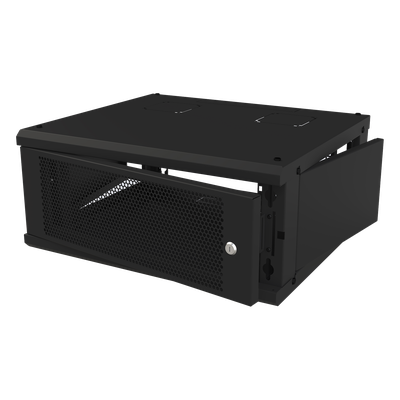 Gabinete de Pared Fijo, Con 4 Unidades de Rack, de 19 in, Fabricado en Acero, Puerta Perforada. 