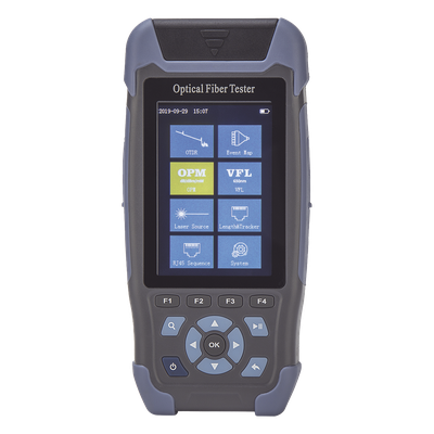 Mini OTDR para Fibra Óptica Monomodo / Longitud de Onda 1310nm y 1550nm / Función VFL 10mW / Función OPM / Mapeo de Cables de Red RJ45 / Recargable / Distancia de Prueba hasta 64 Kilómetros (39.77 Millas)