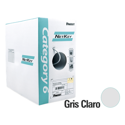 Bobina de Cable UTP 305 Metros (1000 Pies) de Cobre, NetKey, Reelex, Gris, Categoría 6 (24 AWG), 1000Mbps, PVC (CM), de 4 Pares