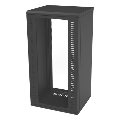 Gabinete para Montaje en Pared, Puerta de Cristal Templado, Cuerpo Fijo con Rack 19" de 24 Unidades