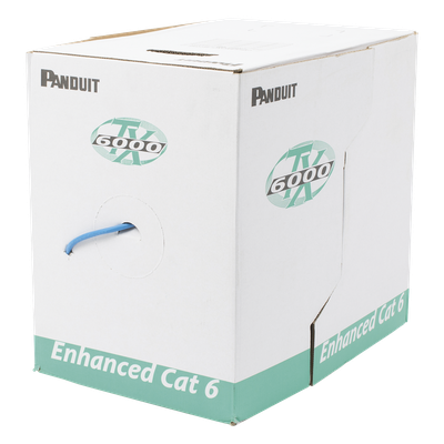 Bobina de Cable UTP 305 m. de Cobre, TX6000™ PanNet, Reelex, Azul, Categoría 6 Mejorado (23 AWG), LSZH (Bajo Humo, Cero Halógenos), de 4 pares