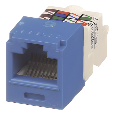 Conector Jack RJ45 Estilo TP, Mini-Com, Categoría 6, de 8 posiciones y 8 cables, Color Azul