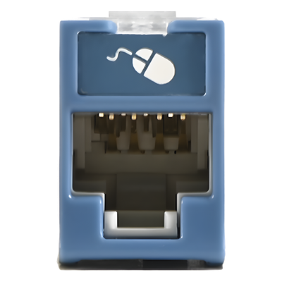 Jack UltraMAX Cat6A, UTP, Montaje híbrido en Placa de Pared (Plano y Angulado), Color Azul, Punch Down