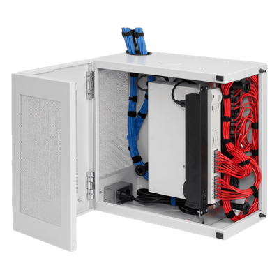 Gabinete de Pared L-Box 6U / Acero 1.9 mm / 610 x 610 x 313 mm (24x24x12 in) / Puerta L 120° / RAL 7035 / Rack 19"