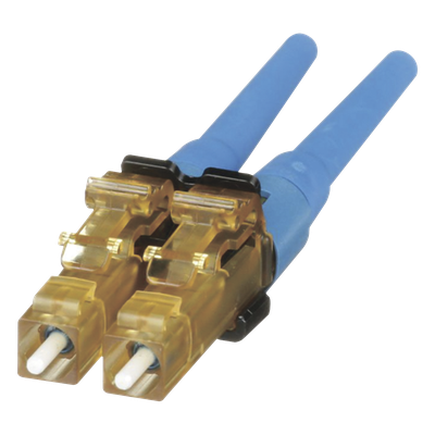 Conector de Fibra Óptica LC Duplex OptiCam, Monomodo 9/125 OS2, Pre-pulido, Color Azul