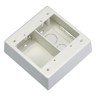 Caja de Pared Superficial Doble, Con Divisor, Uso Universal con Placas de Pared, Color Blanco Mate