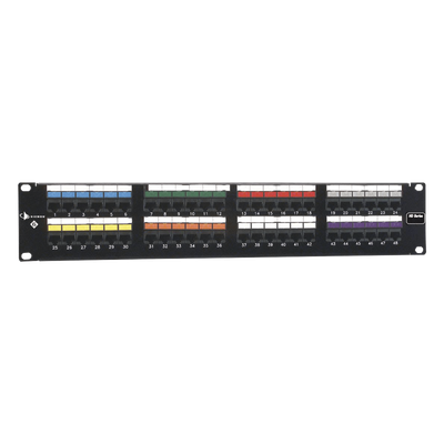 Patch Panel UTP HD6 de 48 puertos, Precargado con Jacks  Categoría 6, Plano, 2UR