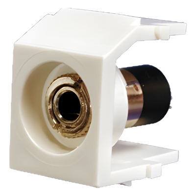 Módulo Acoplador Estéreo de 3.5mm (1/8), Tipo Keystone, Para Soldar, Color Blanco Mate