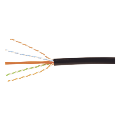 Bobina de Cable Industrial (UTP) de 4 pares, Cat6A de 10Gbps, Planta Externa con Gel Enterrado Directo, Color Negro, 305m