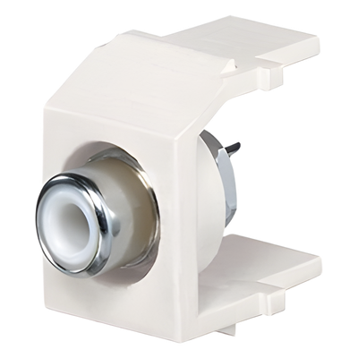 Conector RCA Tipo Keystone, con RCA para Soldar Color Blanco y Módulo Blanco