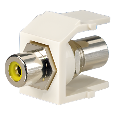 Conector RCA Keystone, con Conector de Paso RCA Amarillo, Módulo Blanco Mate