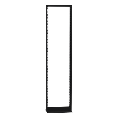 Rack de 2 Postes (Doble Perforación), Estándar 19", 45 Unidades, Fabricado en Acero, Base "L" para Anclar a Piso.