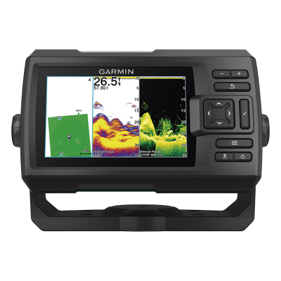 Fishfinder STRIKER™ Vivid 5cv / Pantalla WVGA a Color 5.0" / Resolución 800x480 píxeles / Receptor GPS Integrado / Sonda Tradicional Frecuencia Dual / ClearVü / Potencia de Transmisión 500 W (RMS) / IPX7 / Quickdraw Co