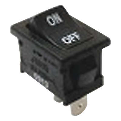 Interruptor Rocker SPST Off-On, Poliamida Negro, 11 Amp., Hasta 125 Vca, Contacto en Plata, 4.8 mm