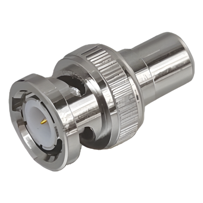 Adaptador en Línea para 75 Ohm, de Conector BNC Macho a RCA Hembra en Aplicaciones de Audio-Video para Cámaras, Monitores y DVR's.