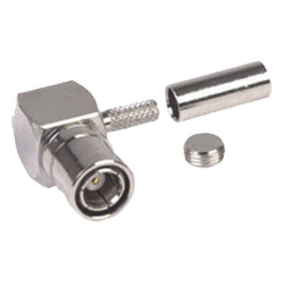 Conector SMB Macho (Plug) en A/R (Pin Hembra), de Anillo Plegable para RG-174/U, Níquel/ Oro/ Teflón.â€‹