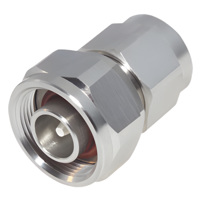 Adaptador en Línea de Conector 4.3-10 Macho a N Macho, Bronce Blanco/ Plata/ Teflón.