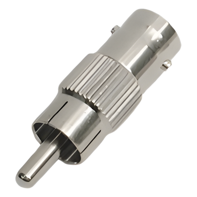 Adaptador en Línea para 75 Ohm, de Conector BNC Hembra a RCA Macho en Aplicaciones de Audio-Video para Cámaras, Monitores y DVR's.