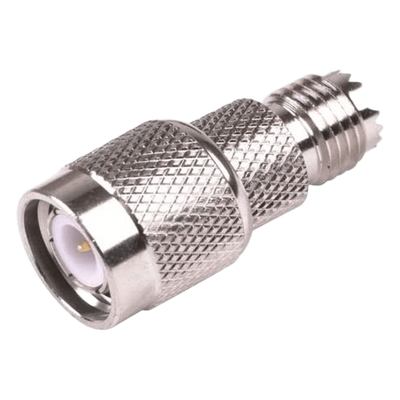 Adaptador en Línea de Conector Mini-UHF Hembra a TNC Macho, Níquel/ Oro/ Teflón.