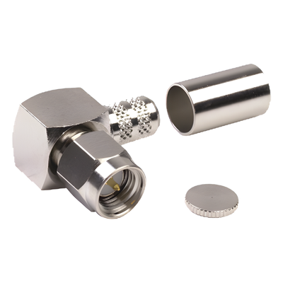 Conector SMA Macho en A/R de Anillo Pegable para Cable RG-8/X, LMR-240, 9258, Niquel/Oro/Teflón.