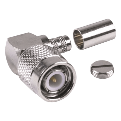 Conector TNC Macho en Ángulo Recto para Cable RG-8/X, LMR-240, Níquel/ Oro/ Teflón.â€‹