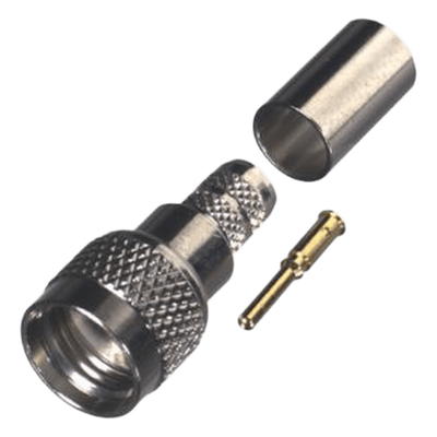 Conector Mini-UHF Macho de Anillo Plegable para PROFLEX, Níquel/ Oro/ Delrin.