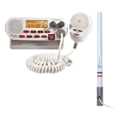 Kit de radio MRF45D | mas antena marina TX-5101-SYS fabricada en fibra de vidrio con base roscable de acero inoxidable 