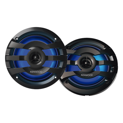 Par de altavoces fabricados en grado marinos en rejilla color negro de 6.5" con iluminación led,  potencia máxima de 260 W