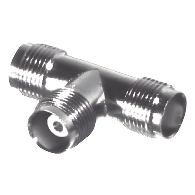 Adaptador en T, de Conector TNC Hembra a Doble TNC Hembra, Níquel/ Oro/ Teflón.