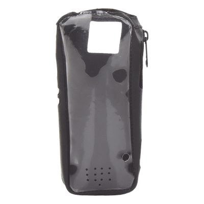 Funda Reforzada en Piel para Cinto, con Cierre y Amplio Visor Frontal Transparente para Radios Aéreos IC-A25.