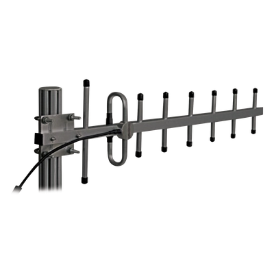 Antena Yagi 360-380 MHz, 10dB Ganancia, 7 Elementos, Anodizada en Negro, 250 Watt, N Hembra.