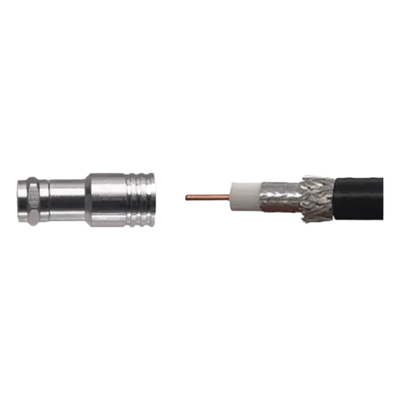 Conector F Macho de Compresión para instalar en Cable Coaxial RG-11, 75 Ohm.