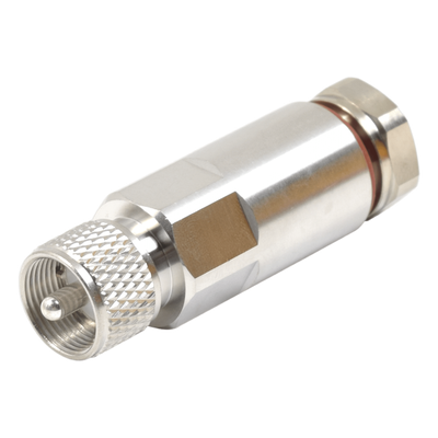 Conector UHF Macho (PL-259) para Cable HELIAX de 1/2" LDF4-50A, LP-450A, Tipo Rosca, Bronce Blanco/ Plata/ Teflón.