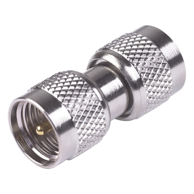 Adaptador Barril, de Conectores Mini-UHF Machos, Níquel/ Oro/ Teflón.