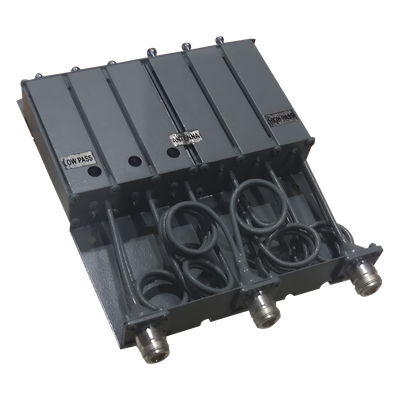 Duplexer SYSCOM en VHF, 6 Cav. 160-174 MHz, 50 Watt, 5 MHz Sep. Rechazo de Banda, N Hembras.