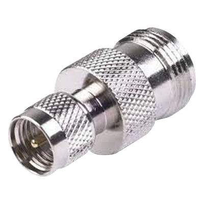 Adaptador en Línea, de Conector Mini-UHF Macho a N Hembra, Níquel/ Oro/ Teflón.